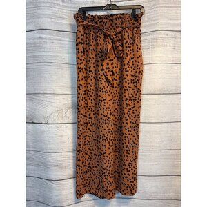 Brown Leopard Print Wide Leg Flowy Pants Size L